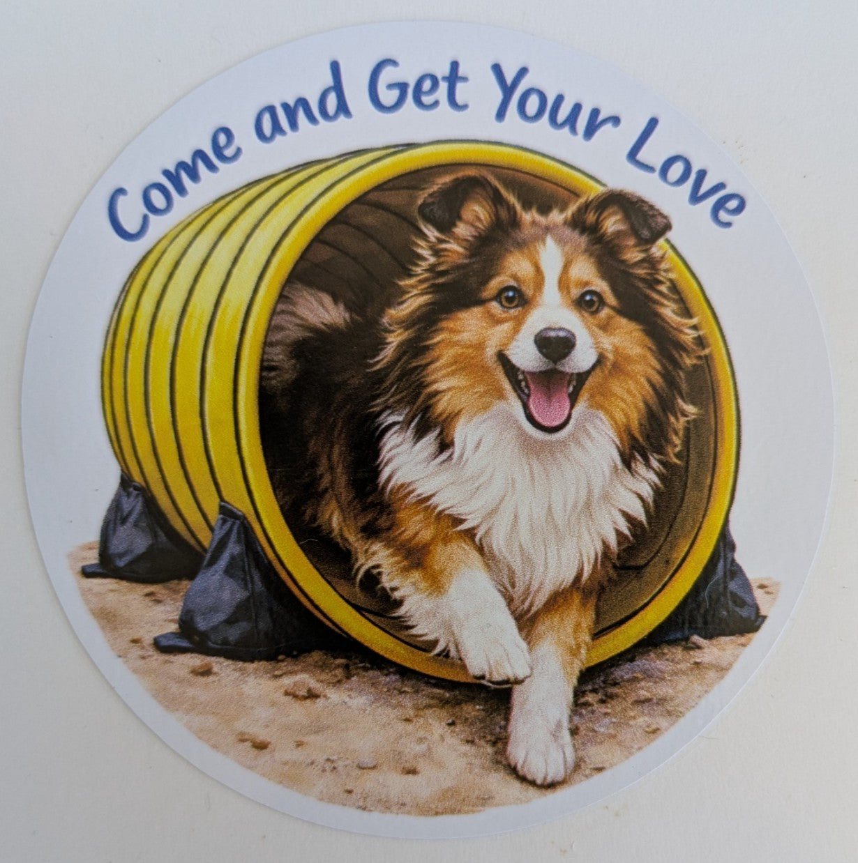 Come and Get Your Love / Shetland Sheepdog / 3" vinyl sticker