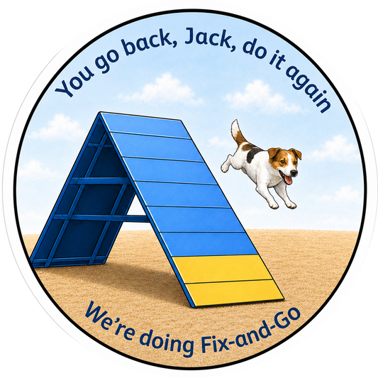 You Go Back, Jack, Do It Again / We're Doing Fix-and-Go / Jack Russell Terrier / 3" vinyl sticker