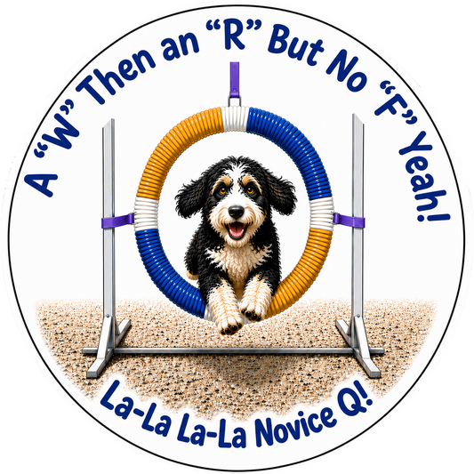 A "W" Then an "R" But No "F" Yeah! / Bernedoodle / 3" vinyl sticker