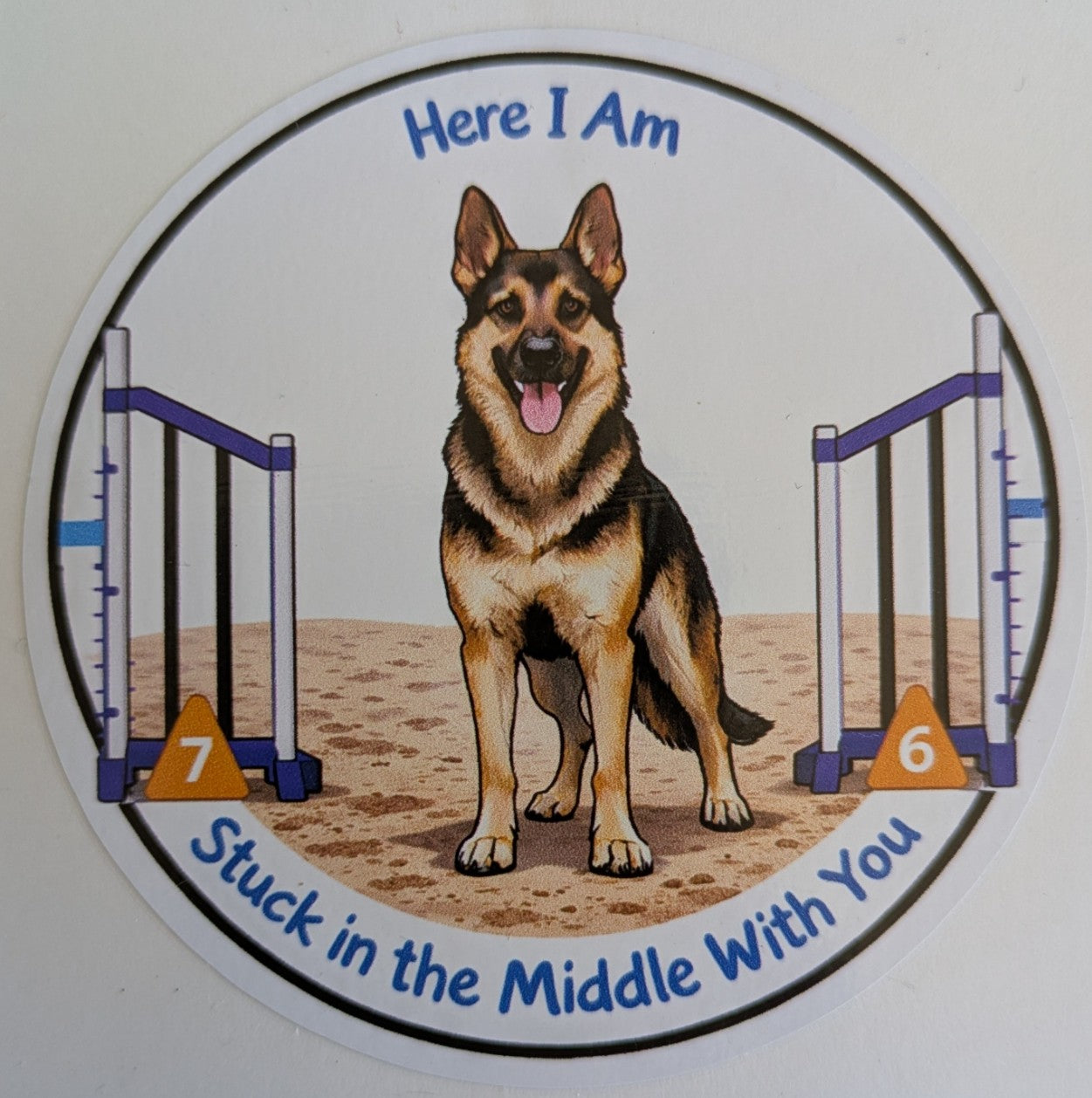 Stuck in the Middle With You / German Shepherd Dog / 3" vinyl sticker