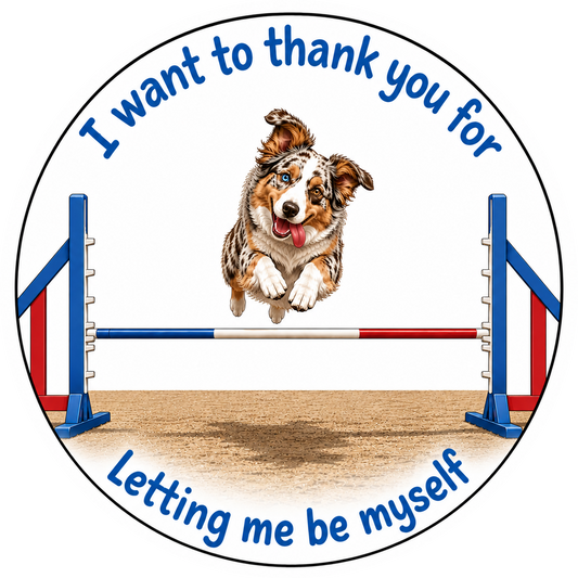 I want to thank you for  Letting me be myself / Miniature American Shepherd / 3" vinyl sticker